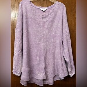 GUC Time & True tie dye purple waffle-knit long sleeve top Women’s Medium